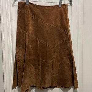 Flared Brown Leather Skirt - Danier Leather